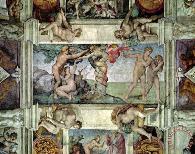 Michelangelo Buonarroti Sistine Chapel Ceiling 1508 12 Expulsion of Adam And Eve From The Garden of Eden Art Print