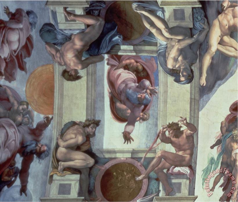 Michelangelo Buonarroti Sistine Chapel Ceiling 1508 12 The Separation of The Waters From The Earth 1511 12 Art Painting