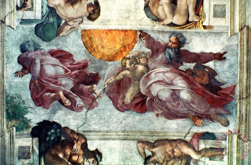 Michelangelo Buonarroti Sistine Chapel Ceiling Creation of The Sun And Moon 1508 12 Art Print