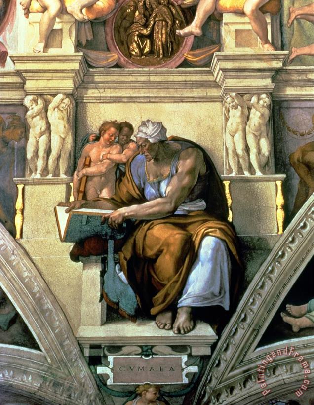 Sistine Chapel Ceiling Cumaean Sibyl 1510 painting - Michelangelo Buonarroti Sistine Chapel Ceiling Cumaean Sibyl 1510 Art Print