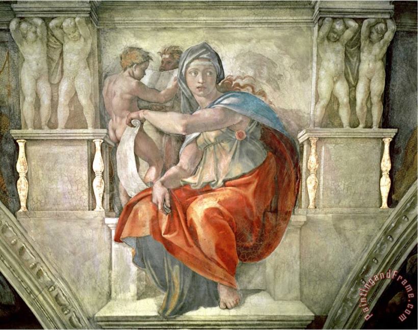 Sistine Chapel Ceiling Delphic Sibyl painting - Michelangelo Buonarroti Sistine Chapel Ceiling Delphic Sibyl Art Print