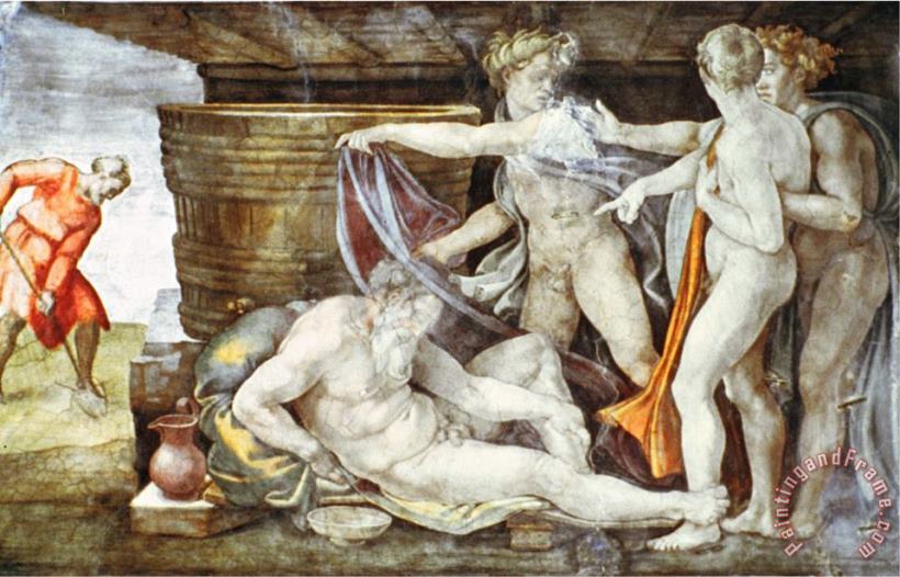 Michelangelo Buonarroti Sistine Chapel Ceiling Drunkenness of Noah Art Print