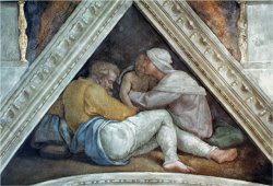 Michelangelo Buonarroti Sistine Chapel Ceiling The Ancestors of Christ Pre Restoration