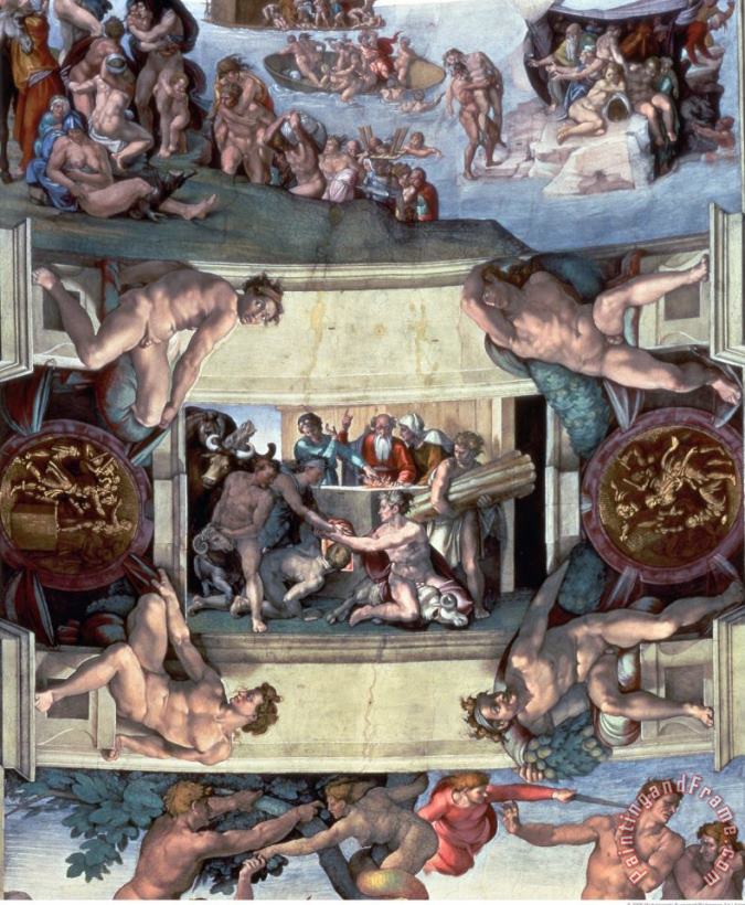 Michelangelo Buonarroti Sistine Chapel Ceiling The Sacrifice of Noah 1508 10 Art Print