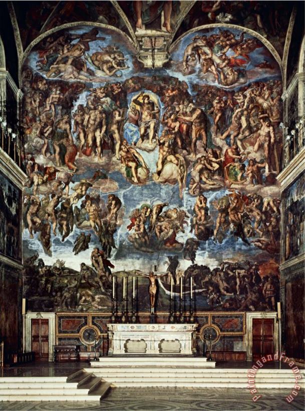 Sistine Chapel with The Retable of The Last Judgement Fall of The Damned painting - Michelangelo Buonarroti Sistine Chapel with The Retable of The Last Judgement Fall of The Damned Art Print