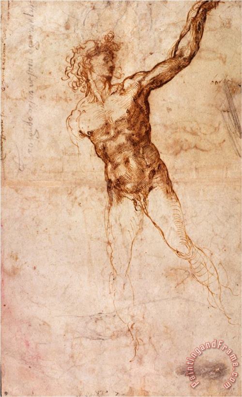 Sketch of a Nude Man painting - Michelangelo Buonarroti Sketch of a Nude Man Art Print