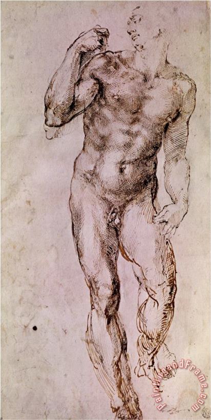 Sketch of David with His Sling 1503 4 painting - Michelangelo Buonarroti Sketch of David with His Sling 1503 4 Art Print