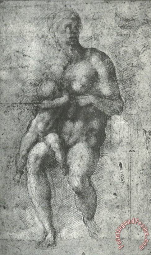 Michelangelo Buonarroti Study for a Holy Family with The Infant St John 1534 Art Painting