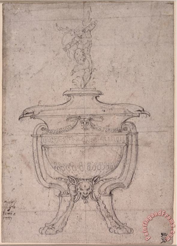 Study of a Decorative Urn painting - Michelangelo Buonarroti Study of a Decorative Urn Art Print