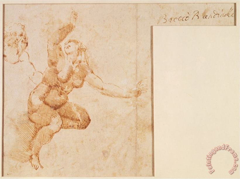 Michelangelo Buonarroti Study of a Female Nude Art Painting
