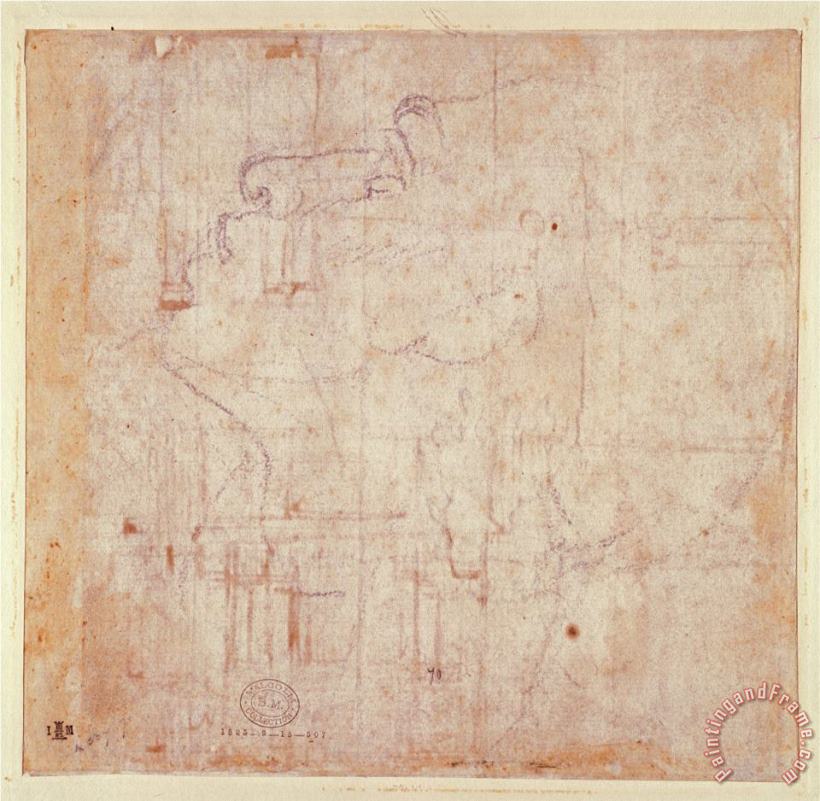 Michelangelo Buonarroti Study of a Head 1525 26 Black Chalk on Paper Verso for Recto See 191779 Art Print
