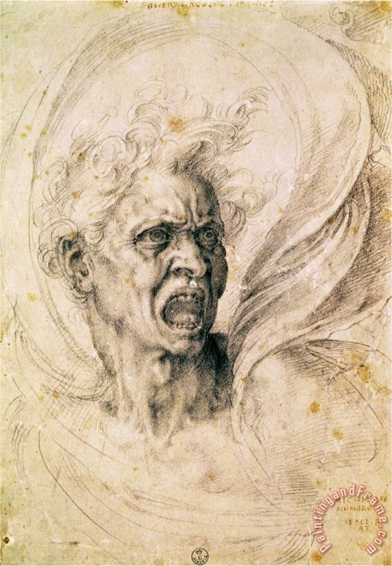 Michelangelo Buonarroti Study of a Man Shouting Art Painting