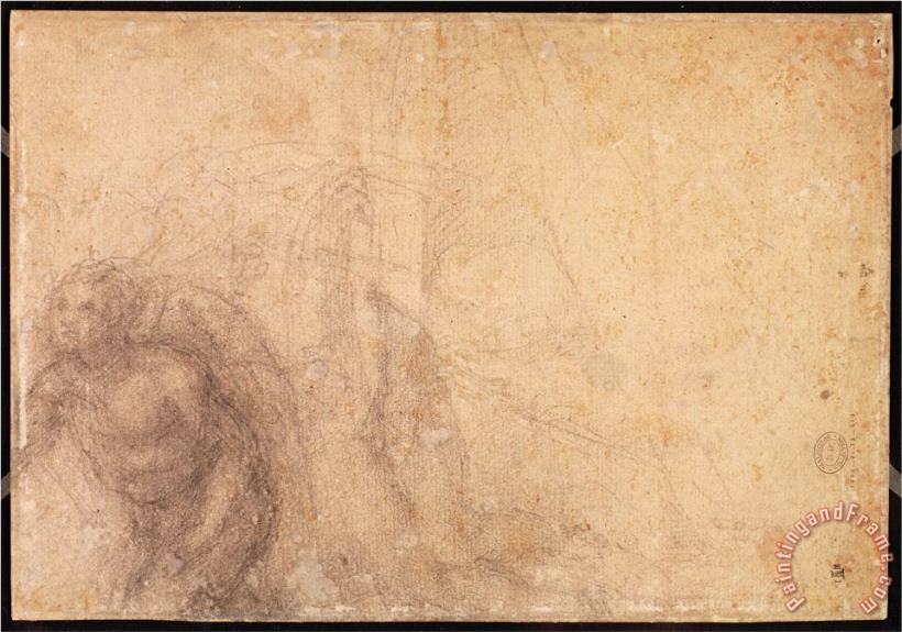 Michelangelo Buonarroti Study of an Angel Charcoal on Paper Verso Art Print