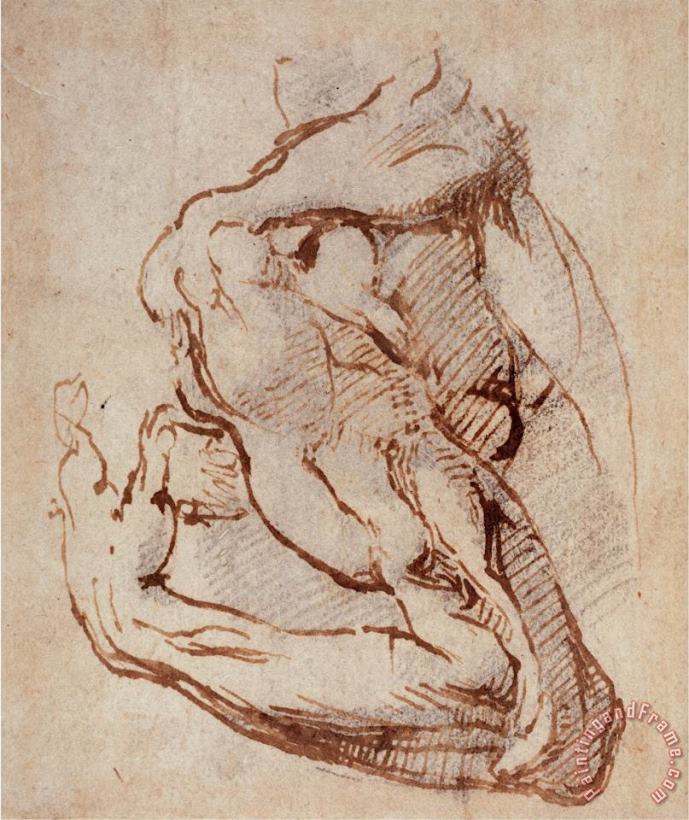 Michelangelo Buonarroti Study of an Arm Ink Art Painting