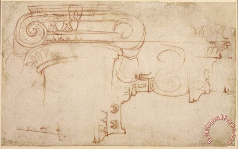 Michelangelo Buonarroti Study of an Ionic Capital Art Painting