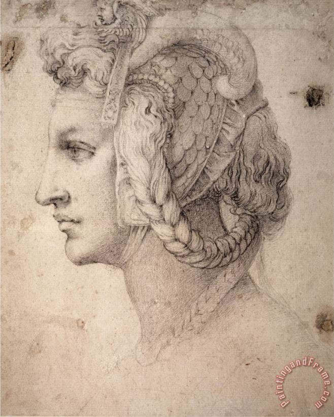 Michelangelo Buonarroti Study of Head Art Painting