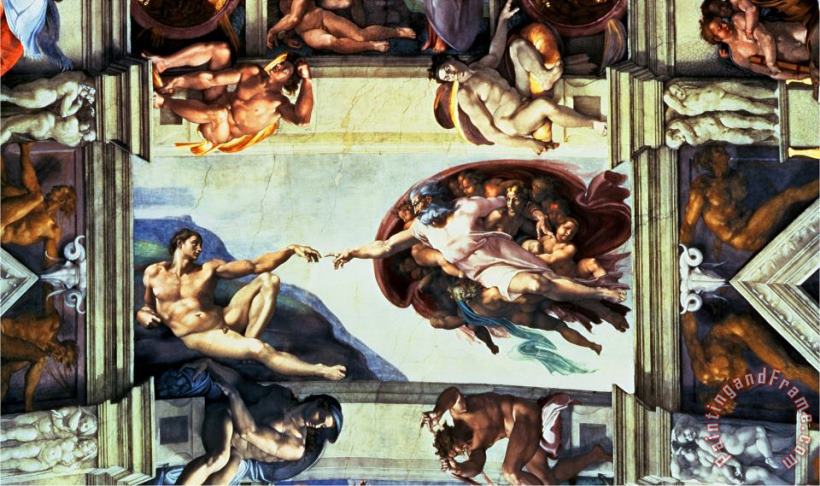 Michelangelo Buonarroti The Creation of Adam C 1510 Art Painting
