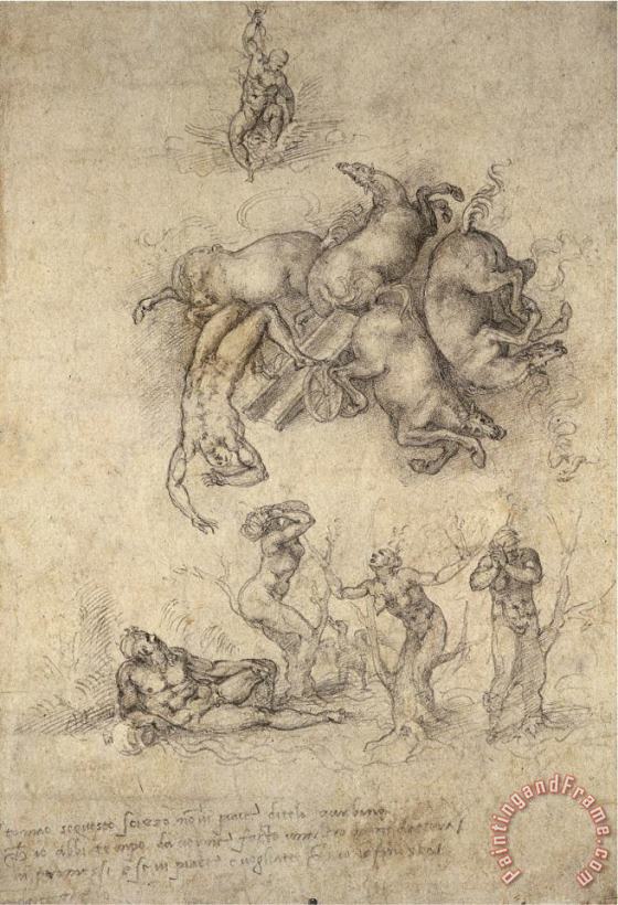 Michelangelo Buonarroti The Fall of Phaeton 1533 Art Painting