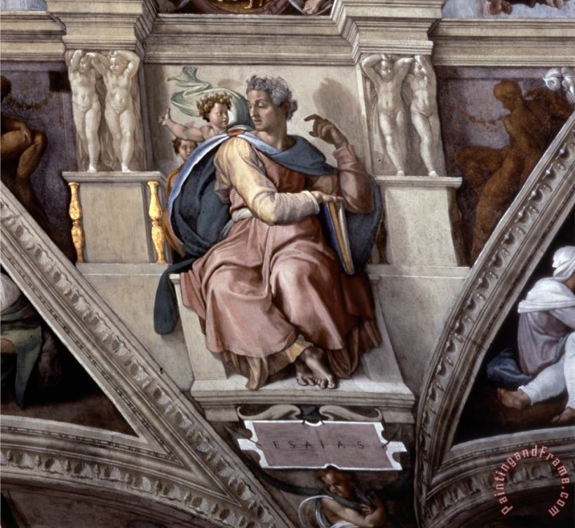 Michelangelo Buonarroti The Prophet Isaiah Sistene Chapel Ceiling Fresco Art Painting