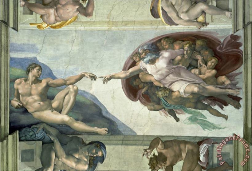 The Sistine Chapel Creation of Adam 1510 painting - Michelangelo Buonarroti The Sistine Chapel Creation of Adam 1510 Art Print