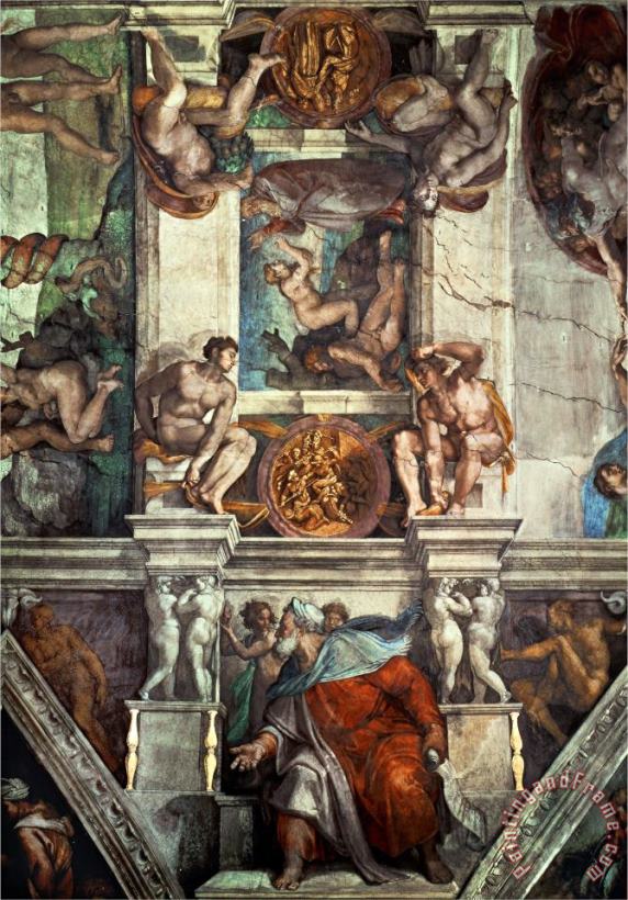Michelangelo Buonarroti The Sistine Chapel Creation of Eve The Prophet Ezekiel Art Painting