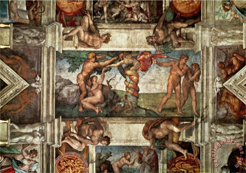 Michelangelo Buonarroti The Sistine Chapel The Fall Art Painting