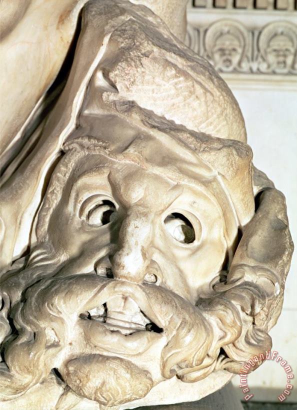 The Tomb of Giuliano De Medici Detail of The Tragic Mask Under The Arm of Night 1520 34 painting - Michelangelo Buonarroti The Tomb of Giuliano De Medici Detail of The Tragic Mask Under The Arm of Night 1520 34 Art Print