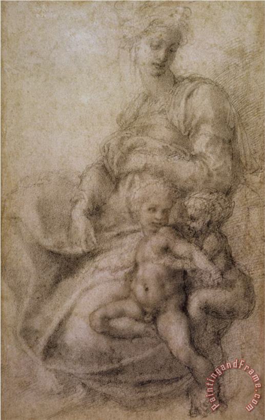Michelangelo Buonarroti The Virgin And Child with The Infant Baptist C 1530 Art Painting
