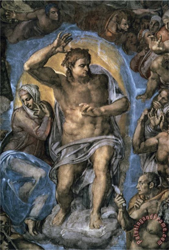 The Virgin Trying to Intercede with Christ painting - Michelangelo Buonarroti The Virgin Trying to Intercede with Christ Art Print