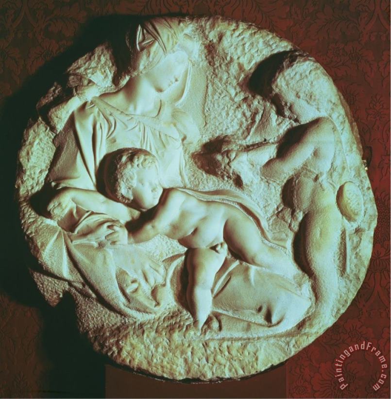 Michelangelo Buonarroti Tondo Taddei Circular Stone Sculptured Panel 1475 1564 Art Painting