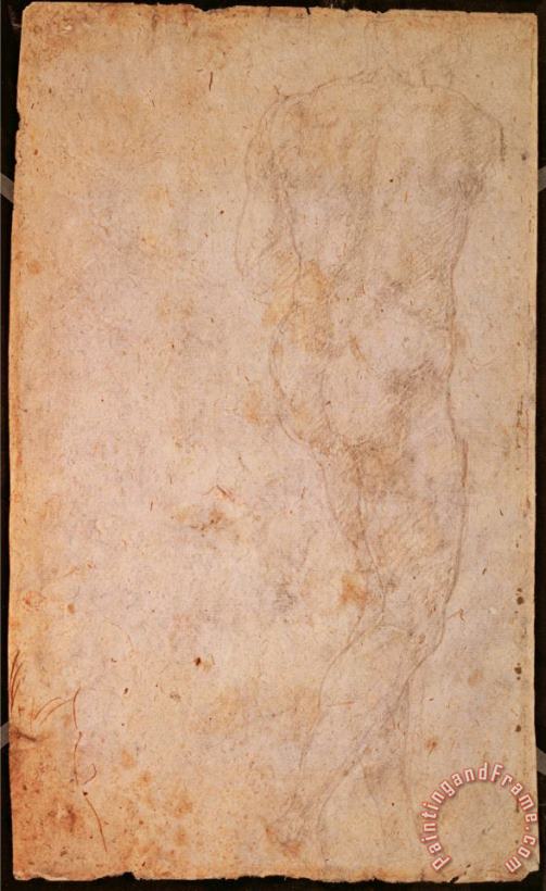 Michelangelo Buonarroti W 48 Sketch of a Standing Male Nude Rear View Art Painting