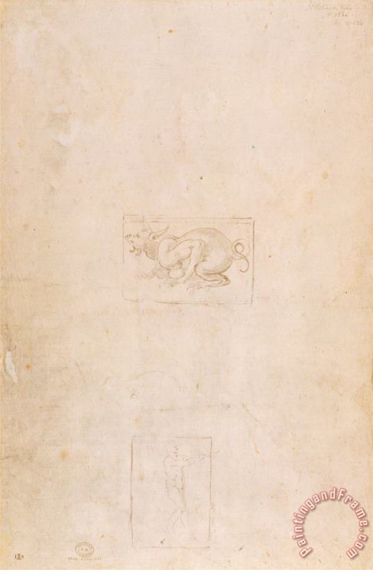 Michelangelo Buonarroti W 54 Study of a Dragon Art Painting