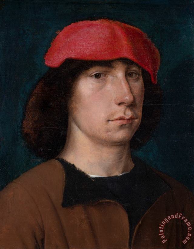 A Young Man in a Red Cap painting - Michiel Sittow A Young Man in a Red Cap Art Print