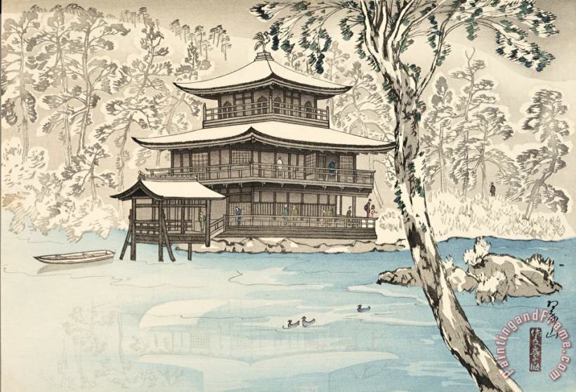 Snow at Kinkakuji (kinkakuji No Yuki) Temple painting - Miki Suizan Snow at Kinkakuji (kinkakuji No Yuki) Temple Art Print