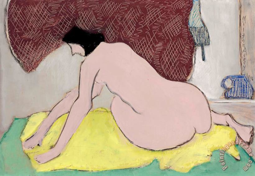 Milton Avery Nude on a Yellow Blanket Art Painting