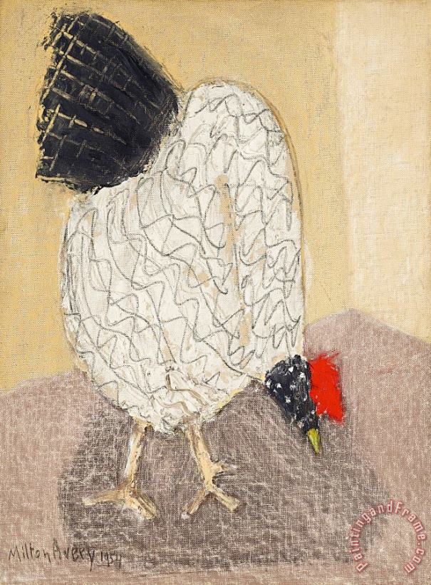 Milton Avery Pecking Hen, 1954 Art Painting