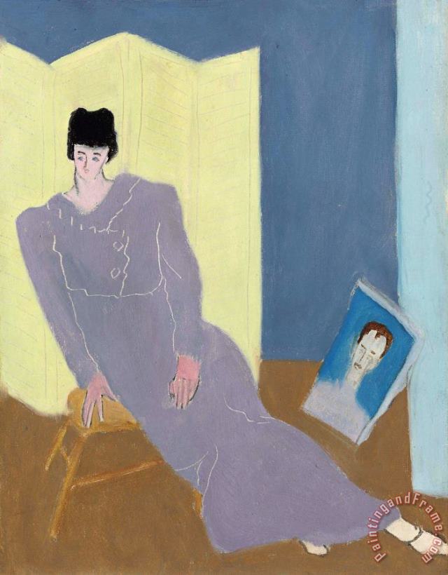Milton Avery Sally Avery with a Self Portrait of Milton Avery Art Painting