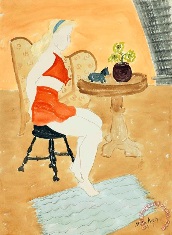 Stella in Red,1945 painting - Milton Avery Stella in Red,1945 Art Print