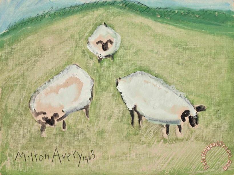 Three Sheep, 1963 painting - Milton Avery Three Sheep, 1963 Art Print