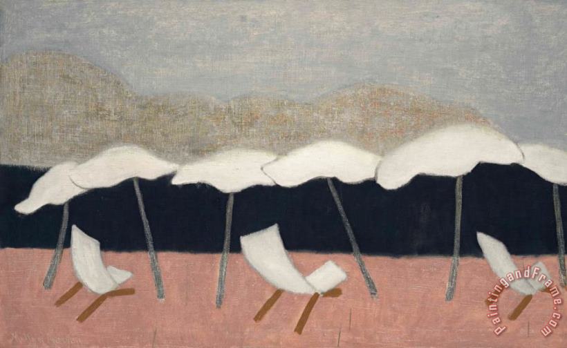 Milton Avery White Umbrellas, 1952 Art Painting