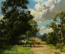 Montague Dawson Morning Ride Nyria on Silvertop From Wootton Stables Looking Toward The Rising Sun