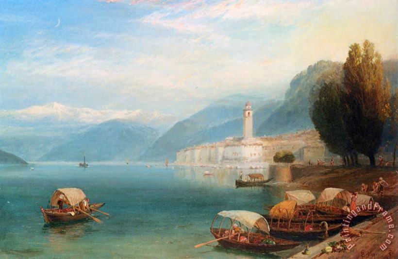Myles Birket Foster, R.w.s Lake Como Art Painting