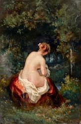 Narcisse Virgile Diaz de la Pena Femme Apres Le Depart De L'amour Ou L'abandonnee Au Bord De L'eau