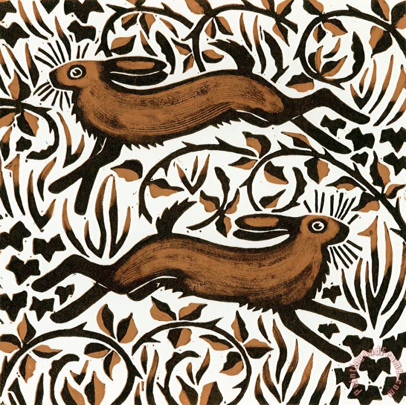 Bramble Hares painting - Nat Morley Bramble Hares Art Print