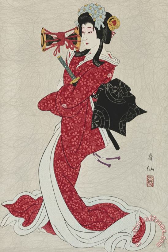 Natori Shunsen Banto Shucho As Shizuka Art Painting