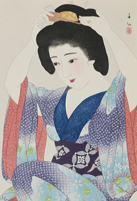 Natori Shunsen Before The Mirror (kagami No Mae) Art Print