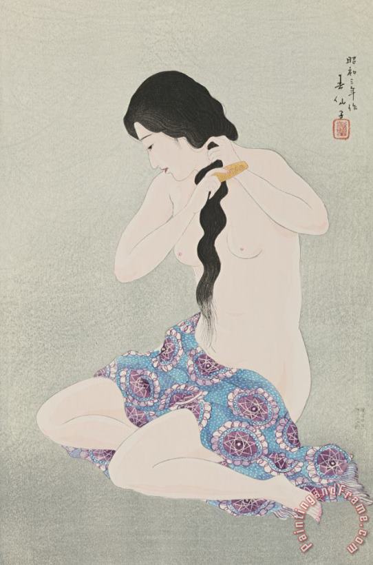 Combing The Hair (kami Suki) painting - Natori Shunsen Combing The Hair (kami Suki) Art Print