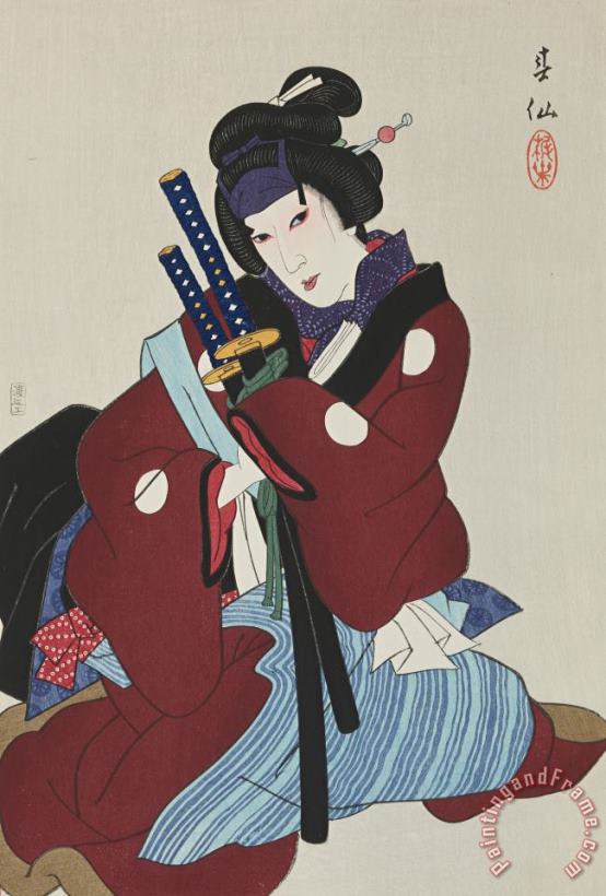 Onoye Yeizaburo As Okaru painting - Natori Shunsen Onoye Yeizaburo As Okaru Art Print