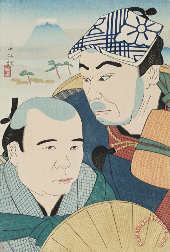 Natori Shunsen Soganoya Goro And Choroku in Hizakurige Art Painting