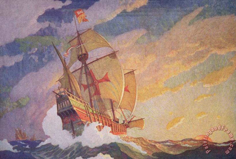 Newell Convers Wyeth Columbus Crossing the Atlantic Art Print